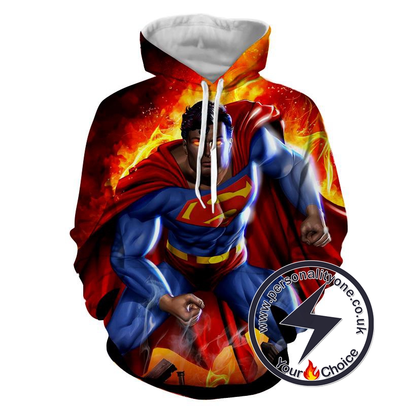 Super Man On Fire - Superman Sweat Shirt - Superman Hoodies